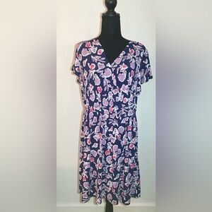 Lane Bryant Size 14/16 Flowers on‎ blue background Above knee dress